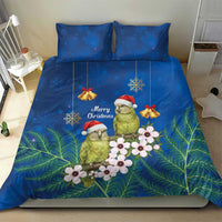 New Zealand Kakapo Christmas Bedding Set Owl Parrot Santa Sliver Fern Manuka - Blue - Polynesian Pride