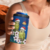 New Zealand Kakapo Christmas 4 in 1 Can Cooler Tumbler Owl Parrot Santa Sliver Fern Manuka - Blue - Polynesian Pride