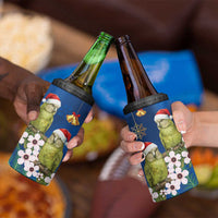 New Zealand Kakapo Christmas 4 in 1 Can Cooler Tumbler Owl Parrot Santa Sliver Fern Manuka - Blue - Polynesian Pride