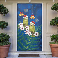 New Zealand Kakapo Christmas Door Cover Owl Parrot Santa Sliver Fern Manuka - Blue - Polynesian Pride