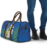 New Zealand Kakapo Christmas Travel Bag Owl Parrot Santa Sliver Fern Manuka - Blue - Polynesian Pride