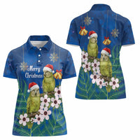 New Zealand Kakapo Christmas Women Polo Shirt Owl Parrot Santa Sliver Fern Manuka - Blue LT14 - Polynesian Pride