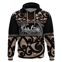 Kia Ora New Zealand Hoodie Aotearoa Proud Maori With Silver Fern LT14 Black - Polynesian Pride