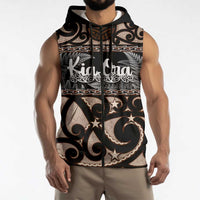 Kia Ora New Zealand Sleeveless Zip Hoodie Aotearoa Proud Maori Silver Fern LT14 - Polynesian Pride