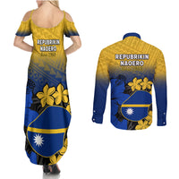 Nauru Independence Day Couples Matching Summer Maxi Dress and Long Sleeve Button Shirt Repubrikin Naoero Polynesian Pattern LT14 - Polynesian Pride