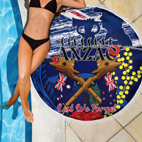 Australia And New Zealand ANZAC Day Beach Blanket Lest We Forget Silver Fern With Golden Wattle LT14 - Polynesian Pride