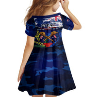 Australia And New Zealand ANZAC Day Family Matching Short Sleeve Bodycon Dress and Hawaiian Shirt Lest We Forget Silver Fern With Golden Wattle LT14 - Polynesian Pride