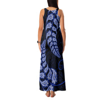 Blue New Zealand Paisley Silver Fern Family Matching Tank Maxi Dress and Hawaiian Shirt Aotearoa Maori LT14 - Polynesian Pride