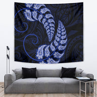 Blue New Zealand Paisley Silver Fern Tapestry Aotearoa Maori LT14 - Polynesian Pride