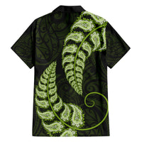 Green New Zealand Paisley Silver Fern Family Matching Long Sleeve Bodycon Dress and Hawaiian Shirt Aotearoa Maori LT14 - Polynesian Pride