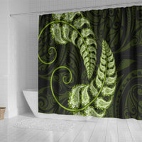 Green New Zealand Paisley Silver Fern Shower Curtain Aotearoa Maori LT14 - Polynesian Pride