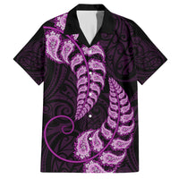 Purple New Zealand Paisley Silver Fern Family Matching Off Shoulder Maxi Dress and Hawaiian Shirt Aotearoa Maori LT14 Dad's Shirt - Short Sleeve Purple - Polynesian Pride