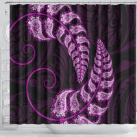 Purple New Zealand Paisley Silver Fern Shower Curtain Aotearoa Maori LT14 - Polynesian Pride