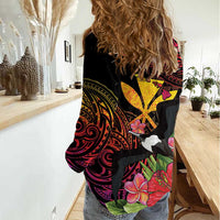 Hawaii Iwa Bird Women Casual Shirt Great Frigatebird Kanaka Tropical Hippie Style LT14 - Polynesian Pride