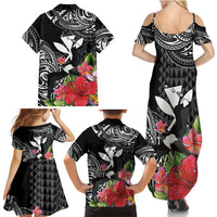 Hawaii Iwa Bird Family Matching Summer Maxi Dress and Hawaiian Shirt Great Frigatebird Kanaka Tropical Flowers LT14 - Polynesian Pride