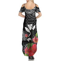 Hawaii Iwa Bird Family Matching Summer Maxi Dress and Hawaiian Shirt Great Frigatebird Kanaka Tropical Flowers LT14 - Polynesian Pride