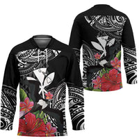 Hawaii Iwa Bird Hockey Jersey Great Frigatebird Kanaka Tropical Flowers - Polynesian Pride