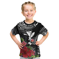 Hawaii Iwa Bird Kid T Shirt Great Frigatebird Kanaka Tropical Flowers - Polynesian Pride