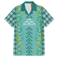 Teal Palaka Hawaii Iwa Bird Family Matching Off The Shoulder Long Sleeve Dress and Hawaiian Shirt Hawaiian Kakau Jade Vine Lei LT14 Dad's Shirt - Short Sleeve Teal - Polynesian Pride