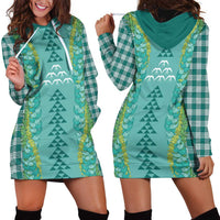 Teal Palaka Hawaii Iwa Bird Hoodie Dress Hawaiian Kakau Jade Vine Lei LT14 - Polynesian Pride