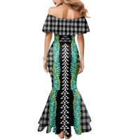 Black Palaka Hawaii Iwa Bird Family Matching Mermaid Dress and Hawaiian Shirt Hawaiian Kakau Jade Vine Lei LT14 - Polynesian Pride