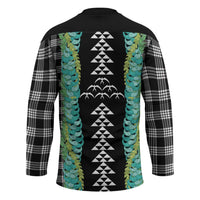 Black Palaka Hawaii Iwa Bird Hockey Jersey Hawaiian Kakau Jade Vine Lei - Polynesian Pride