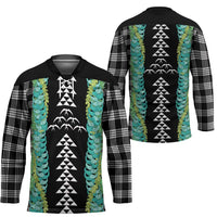Black Palaka Hawaii Iwa Bird Hockey Jersey Hawaiian Kakau Jade Vine Lei - Polynesian Pride