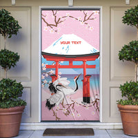 Japanese Torii Gate Cranes Personalised Door Cover Fuji Mount Sakura Seigaiha Pattern LT14 Pink - Polynesian Pride