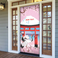 Japanese Torii Gate Cranes Personalised Door Cover Fuji Mount Sakura Seigaiha Pattern LT14 - Polynesian Pride