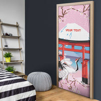 Japanese Torii Gate Cranes Personalised Door Cover Fuji Mount Sakura Seigaiha Pattern LT14 - Polynesian Pride