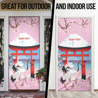 Japanese Torii Gate Cranes Personalised Door Cover Fuji Mount Sakura Seigaiha Pattern LT14 - Polynesian Pride