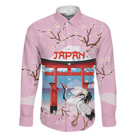 Japanese Torii Gate Cranes Personalised Family Matching Off Shoulder Short Dress and Hawaiian Shirt Fuji Mount Sakura Seigaiha Pattern