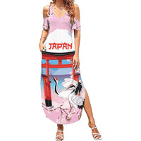 Japanese Torii Gate Cranes Personalised Family Matching Summer Maxi Dress and Hawaiian Shirt Fuji Mount Sakura Seigaiha Pattern