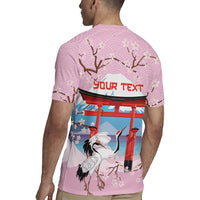 Japanese Torii Gate Cranes Personalised Rugby Jersey Fuji Mount Sakura Seigaiha Pattern
