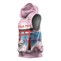 Japanese Torii Gate Cranes Personalised Sleeveless Hoodie Fuji Mount Sakura Seigaiha Pattern