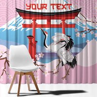 Japanese Torii Gate Cranes Personalised Window Curtain Fuji Mount Sakura Seigaiha Pattern