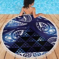 Matariki New Zealand Beach Blanket NZ Niho Taniwha Maori New Year Blue Galaxy