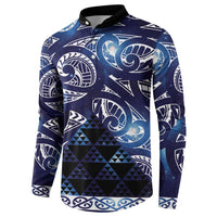 Matariki New Zealand Button Sweatshirt NZ Niho Taniwha Maori New Year Blue Galaxy