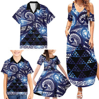 Matariki New Zealand Family Matching Summer Maxi Dress and Hawaiian Shirt NZ Niho Taniwha Maori New Year Blue Galaxy LT14 - Polynesian Pride