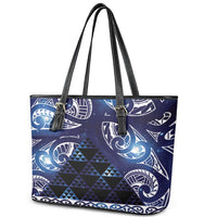 Matariki New Zealand Leather Tote Bag NZ Niho Taniwha Maori New Year Blue Galaxy