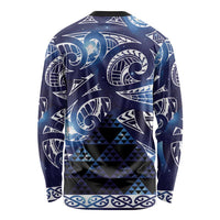 Matariki New Zealand Long Sleeve Shirt NZ Niho Taniwha Maori New Year Blue Galaxy