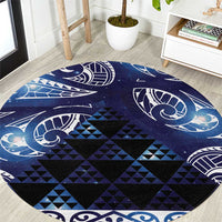 Matariki New Zealand Round Carpet NZ Niho Taniwha Maori New Year Blue Galaxy