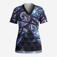 Matariki New Zealand Scrub Top NZ Niho Taniwha Maori New Year Blue Galaxy