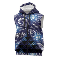 Matariki New Zealand Sleeveless Zip Hoodie NZ Niho Taniwha Maori New Year Blue Galaxy