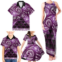 Matariki New Zealand Family Matching Tank Maxi Dress and Hawaiian Shirt NZ Niho Taniwha Maori New Year Purple Galaxy LT14 - Polynesian Pride