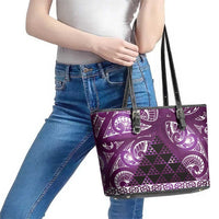 Matariki New Zealand Leather Tote Bag NZ Niho Taniwha Maori New Year Purple Galaxy