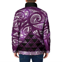 Matariki New Zealand Padded Jacket NZ Niho Taniwha Maori New Year Purple Galaxy