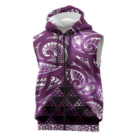 Matariki New Zealand Sleeveless Zip Hoodie NZ Niho Taniwha Maori New Year Purple Galaxy