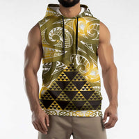 Matariki New Zealand Sleeveless Hoodie NZ Niho Taniwha Maori New Year Yellow Galaxy