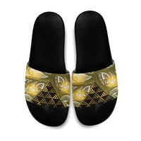 Matariki New Zealand Slide Sandals NZ Niho Taniwha Maori New Year Yellow Galaxy